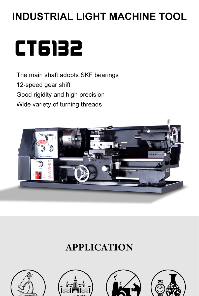 CT6132 Small Mini Manual Metal Benchtop Lathe Machine with CE